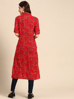 Thumbnail for Sangria Women Red Geometric Printed Kurta - Distacart