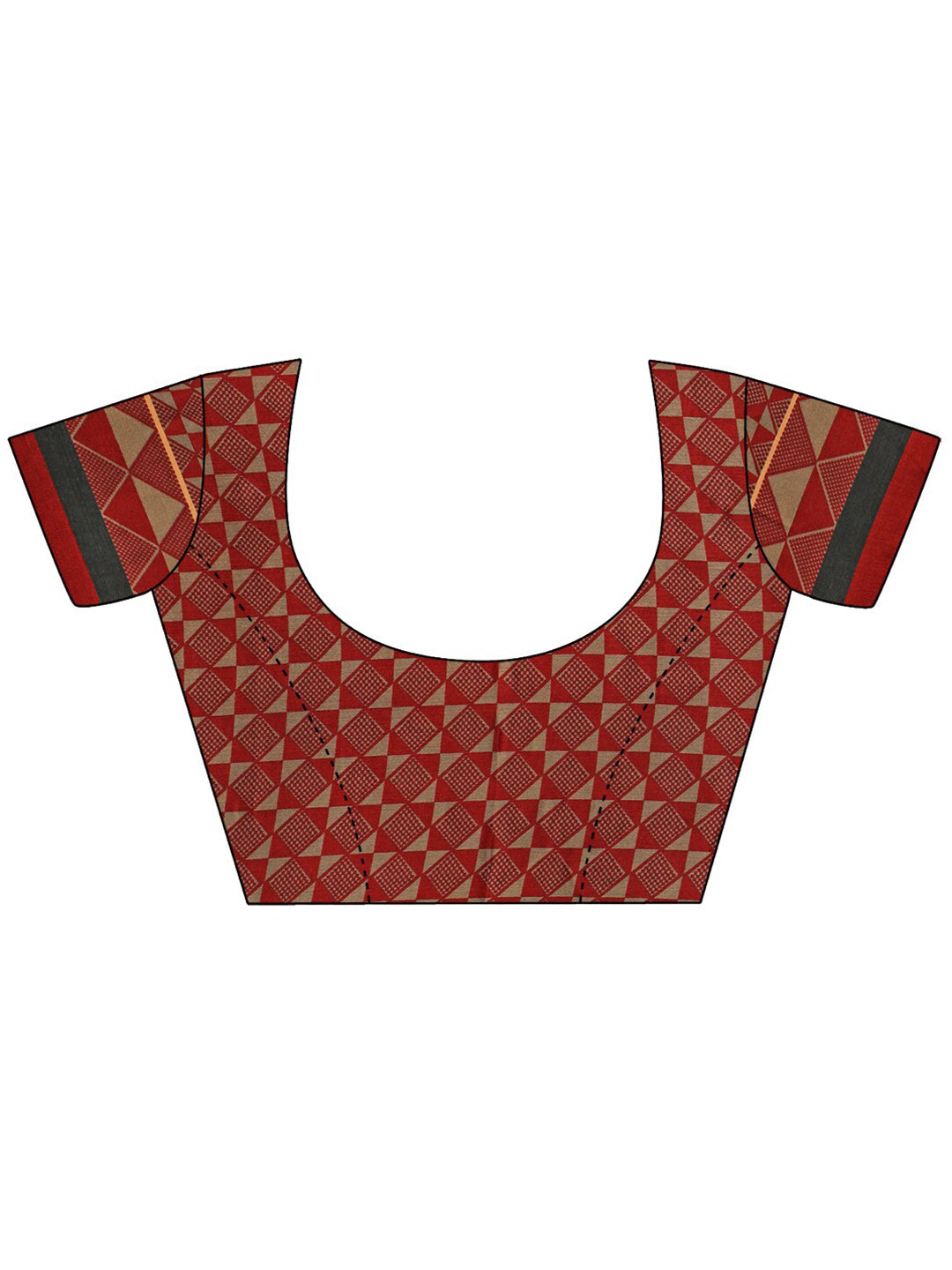 Sangria Beige & Red Pure Crepe Saree - Distacart