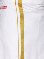 Thumbnail for Sethukrishna Boys Cream-Coloured & White Solid Shirt and Veshti Set - Distacart