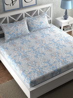 Thumbnail for CHHAVI INDIA Blue & White Ethnic Motifs 210 TC King Bedsheet with 2 Pillow Covers - Distacart