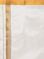 Thumbnail for Sethukrishna Men Cream-Coloured Solid Art Silk Dhoti With Angavastram - Distacart