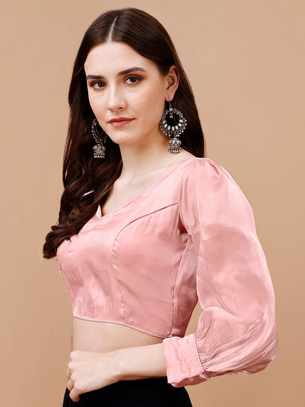 Tikhi Imli Sweetheart Neck Organza Saree Blouse - Distacart