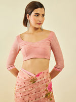 Thumbnail for Soch Peach-Coloured Floral Printed Beads and Stones Saree - Distacart