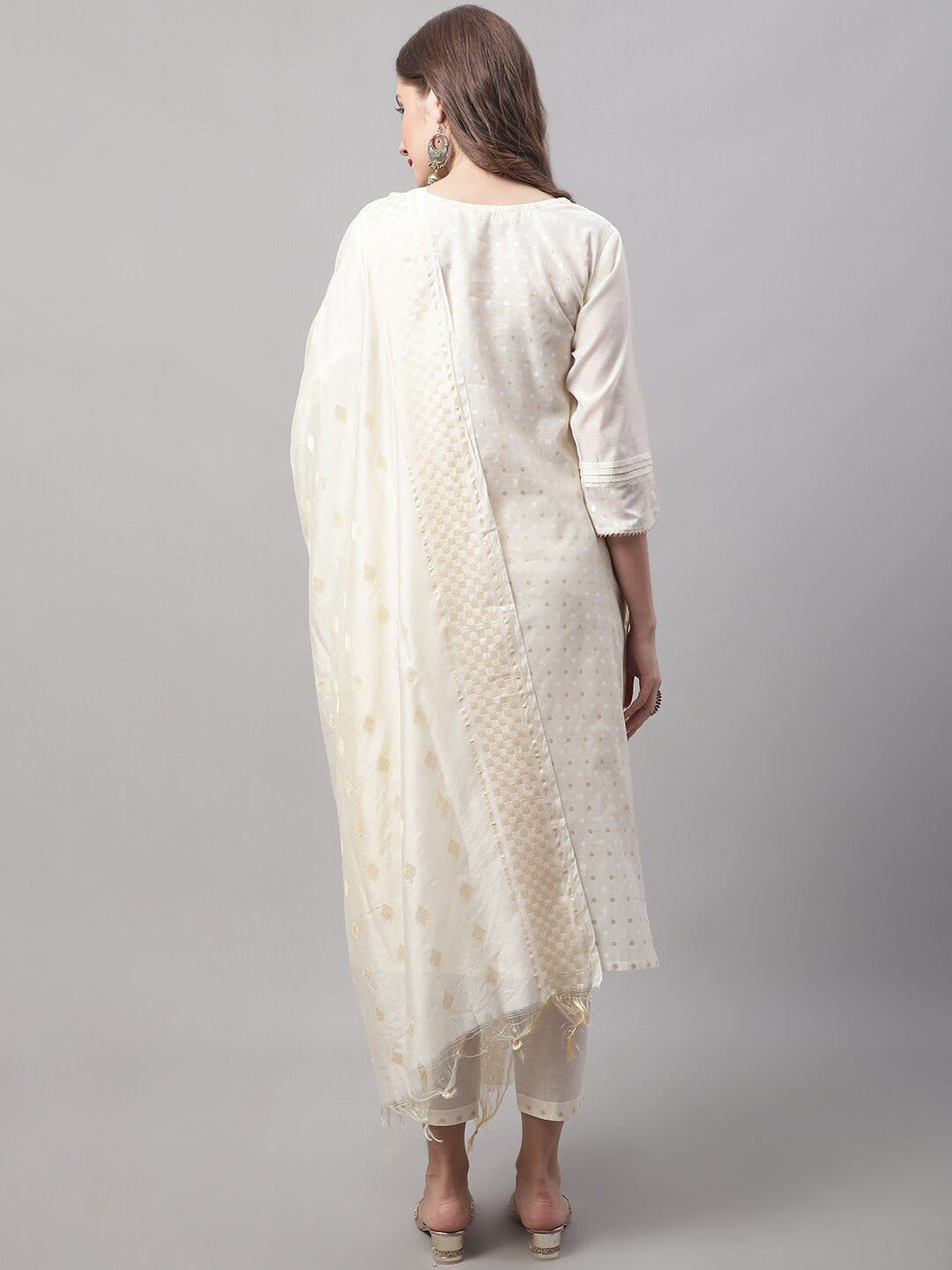 Kalini Floral Yoke Design Thread Work Kurta with Trousers & With Dupatta - Distacart