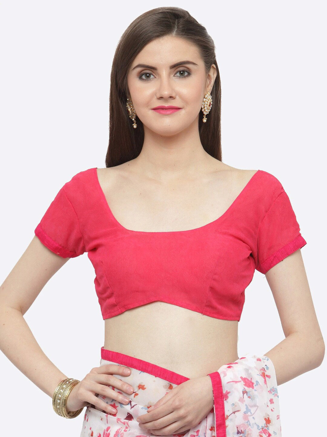 Kalini Pink & White Abstract Print Pure Georgette Saree - Distacart