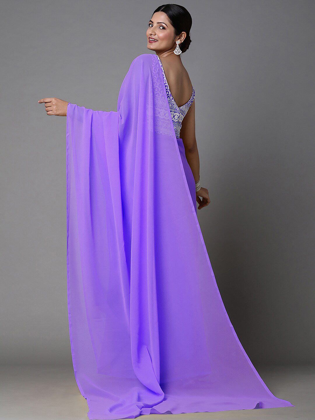 Mitera Pure Georgette Saree With Embellished Blouse - Distacart