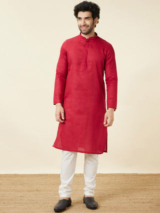 Manyavar Mandarin Collar Pure Cotton Kurta With Pyjamas - Distacart