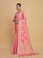 Thumbnail for Sangria Pink Woven Design Organza Saree - Distacart