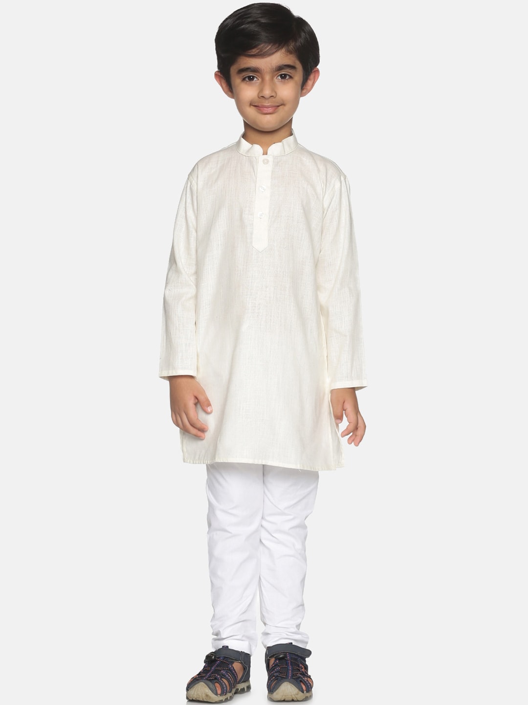 Sethukrishna Boys Cream-Coloured Pure Cotton Kurta with Pyjamas - Distacart