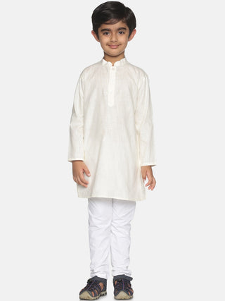 Sethukrishna Boys Cream-Coloured Pure Cotton Kurta with Pyjamas - Distacart