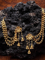 Thumbnail for Shining Diva Gold Plated Taselled Classic Jhumkas - Distacart