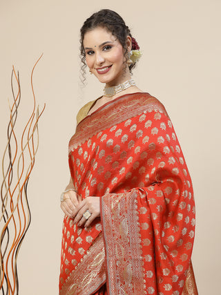 Kalini Ethnic Motifs Woven Design Jacquard Zari Banarasi Saree - Distacart