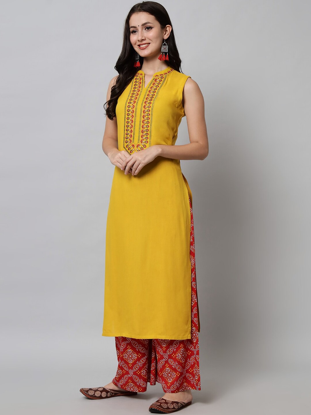 Kalini Women Yellow Ethnic Motifs Yoke Design Kurta - Distacart