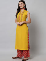 Thumbnail for Kalini Women Yellow Ethnic Motifs Yoke Design Kurta - Distacart
