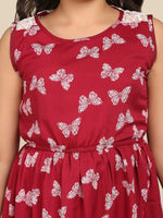 Thumbnail for NOZ2TOZ Maroon & White Floral Dress For Girls - Distacart