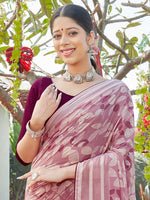 Thumbnail for Saree Mall Floral Printed Pure Chiffon Block Print Saree - Distacart