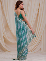 Thumbnail for Koskii Striped Embroidered Saree - Distacart
