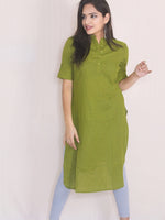 Thumbnail for HERE&NOW Women Sap Green Solid Symmetric Kurta - Distacart