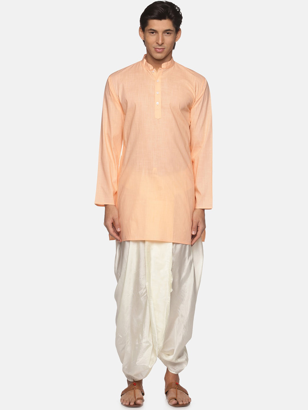 Sethukrishna Men Orange Pure Cotton Kurta with Salwar - Distacart