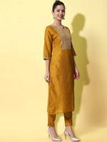 Thumbnail for Kalini Ethnic Motifs Yoke Design Regular Thread Work Kurta with Trousers & With Dupatta - Distacart
