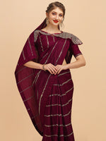 Thumbnail for Sangria Women Burgundy Sarees - Distacart
