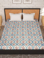 Thumbnail for Story@home Cream-Coloured & Pink Floral Microfiber 180 TC Queen Bedsheet & 2 Pillow Covers - Distacart