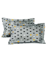 Thumbnail for Story@home White & Grey Geometric Cotton 152 TC Queen Bedsheet With 2 Pillow Covers - Distacart
