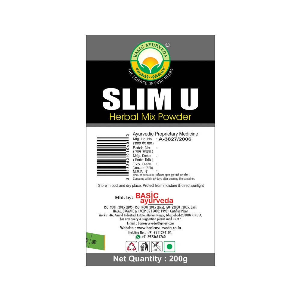 Basic Ayurveda Slim U Herbal Mix Powder Usages