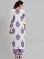 Thumbnail for Kalini Floral Printed Sequinned Detail Pure Cotton A-Line Kurta & Salwar With Dupatta - Distacart