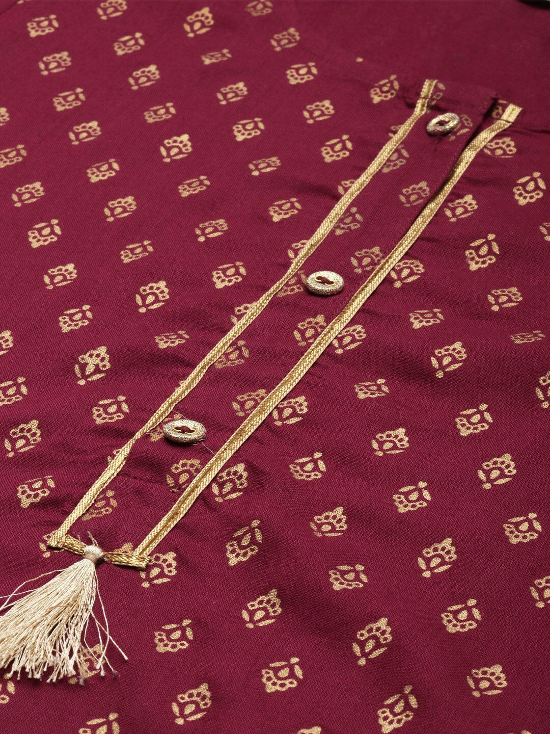 HERE&NOW Women Maroon Ethnic Printed Kurta with Trousers & With Dupatta - Distacart