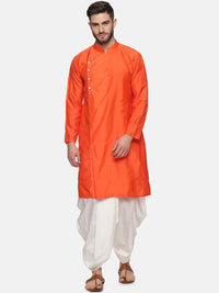 Thumbnail for Sethukrishna Men Orange Angrakha Top with Dhoti Pants - Distacart