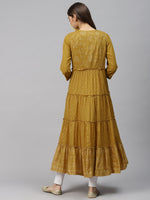 Thumbnail for Biba Women Mustard Brown & Golden Printed Layered Anarkali Kurta - Distacart