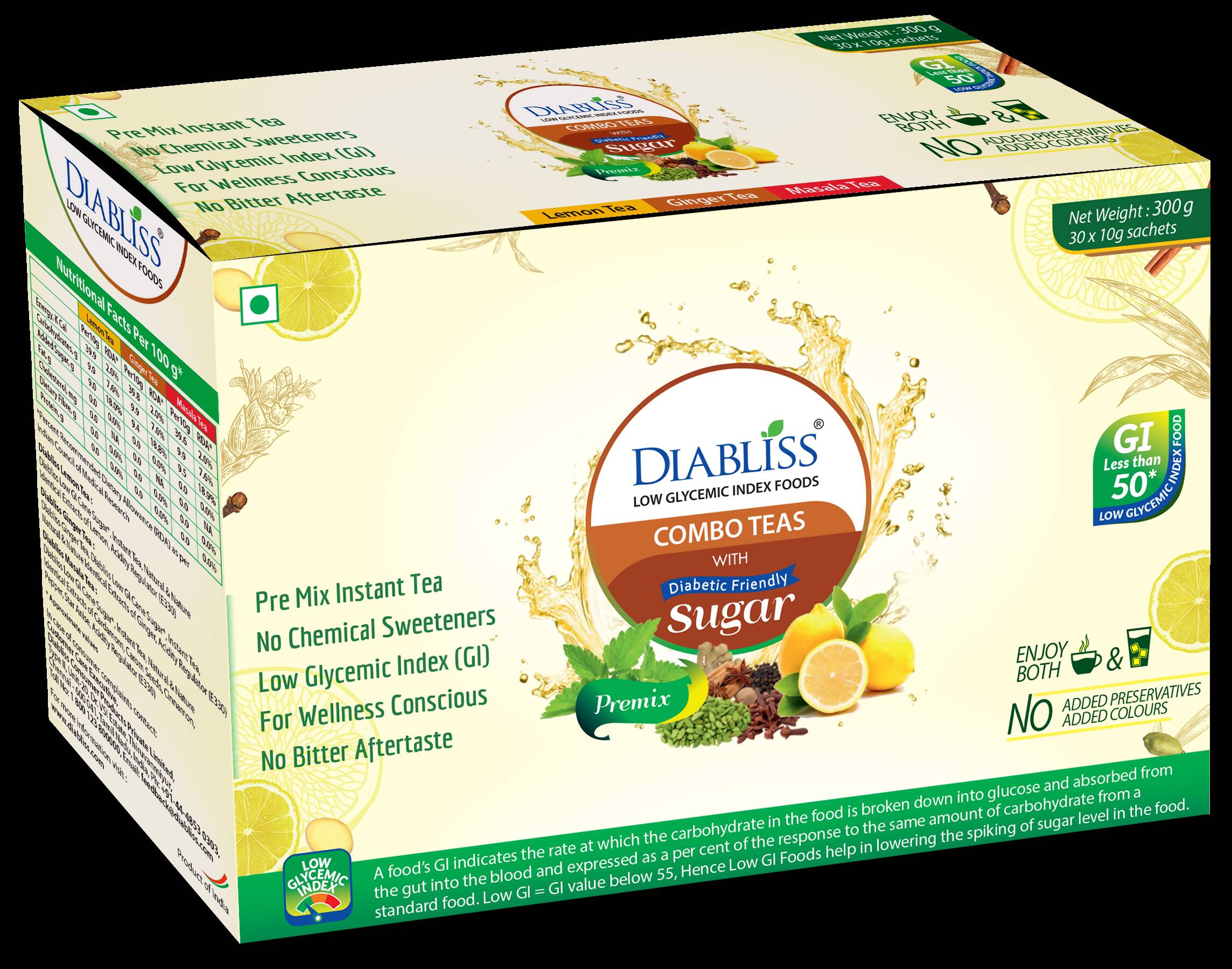 Diabliss Combo Teas with Diabetic Friendly Sugar - Distacart