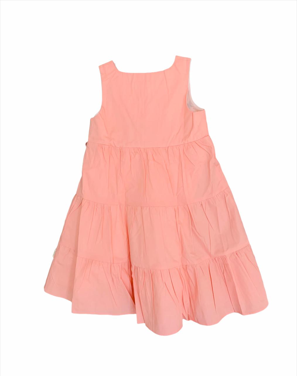 ArthLife Peach Flower Embroidered Tiered Dress - Distacart