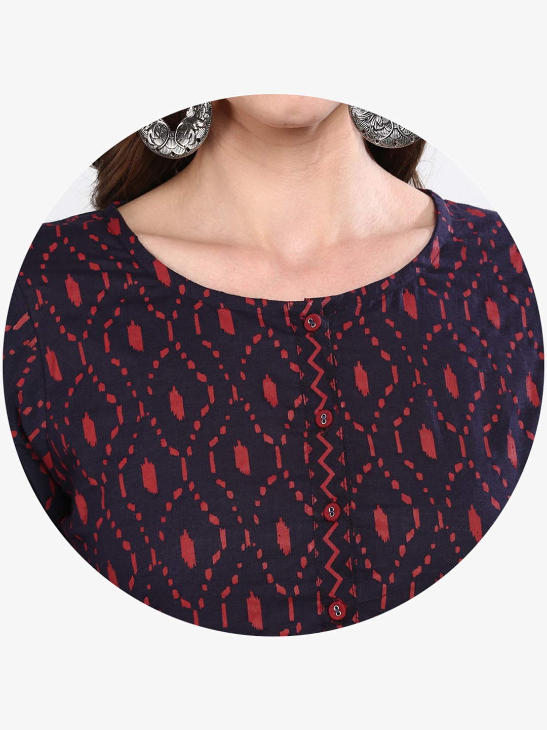 Sangria Women Blue Geometric Printed Straight Kurta - Distacart