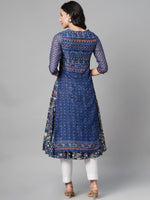 Thumbnail for Biba Women Blue & Red Layered Ethnic Motifs Printed Kurta - Distacart