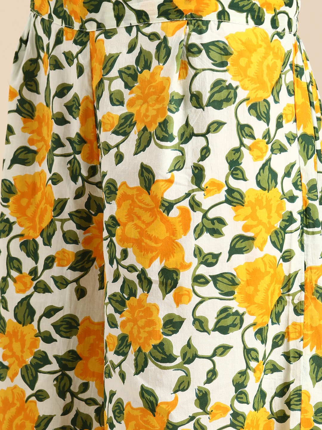 Sangria Women Yellow Floral Printed Lace Inserts Pure Cotton Kurta with Sharara & Dupatta - Distacart