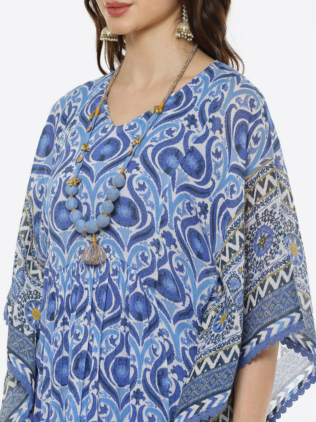 Biba Women White Ethnic Motifs Printed Pure Cotton Kurti with Trousers - Distacart