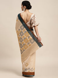 Thumbnail for Saree Mall Beige & Brown Geometric Printed Taant Sarees - Distacart