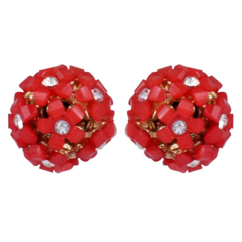 Trendoo Jewelry Gold Plated Stylish Fancy Party Wear Red Studs