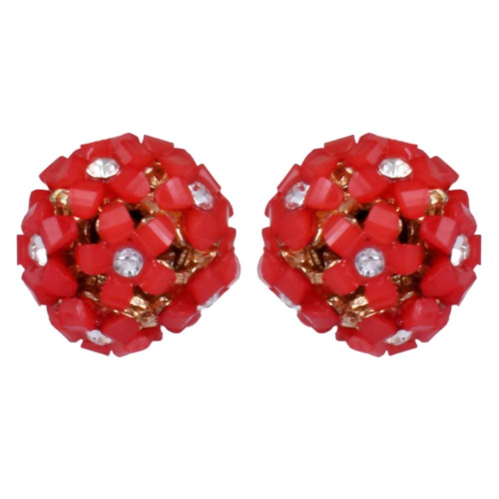 Trendoo Jewelry Gold Plated Stylish Fancy Party Wear Red Studs