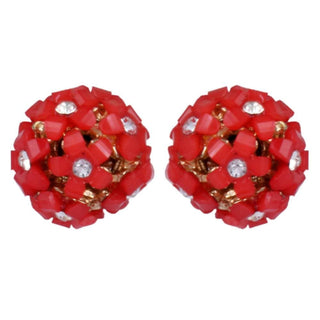 Trendoo Jewelry Gold Plated Stylish Fancy Party Wear Red Studs