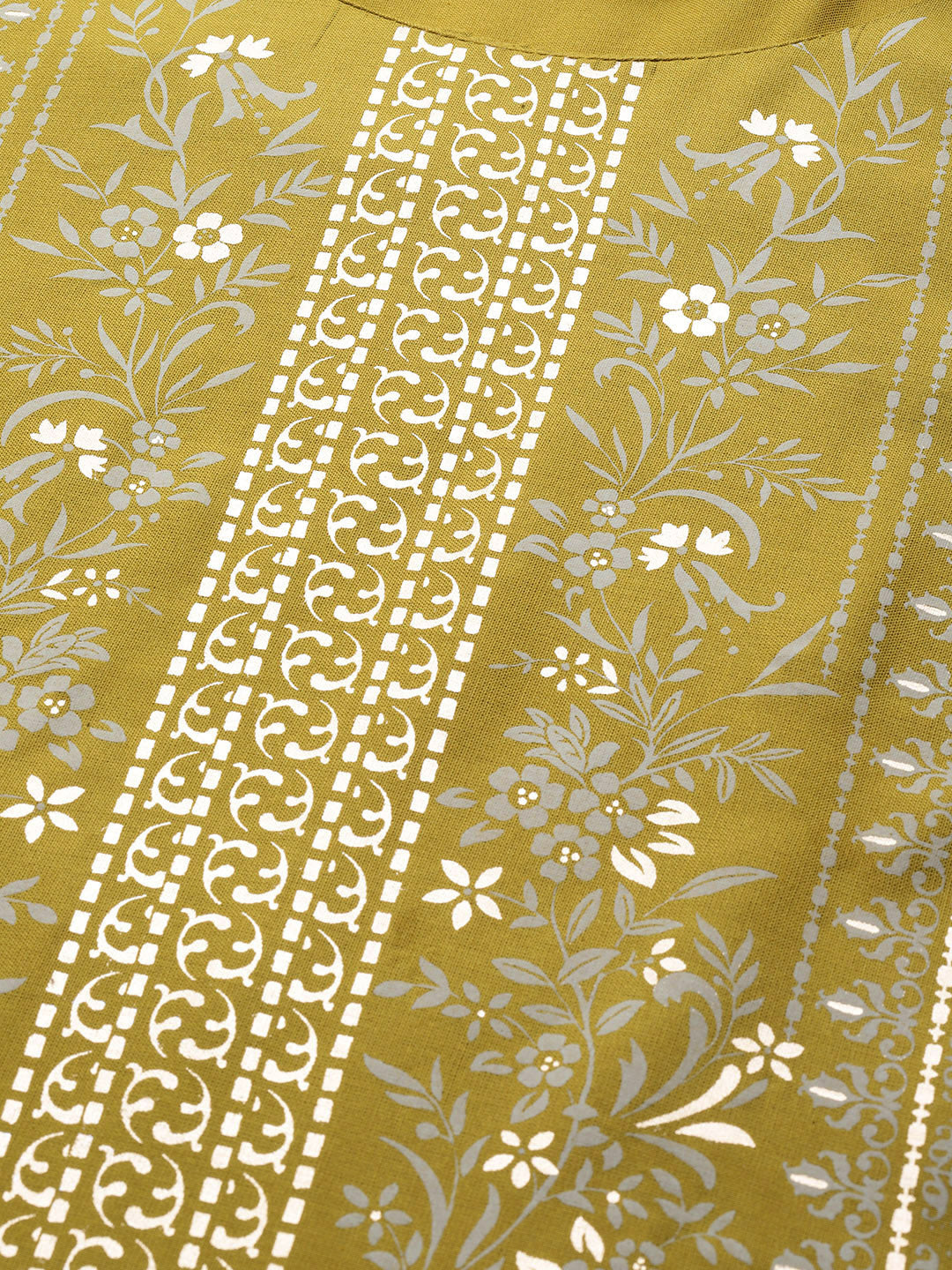 Biba Women Green & White Printed Kurta with Crop Palazzos - Distacart