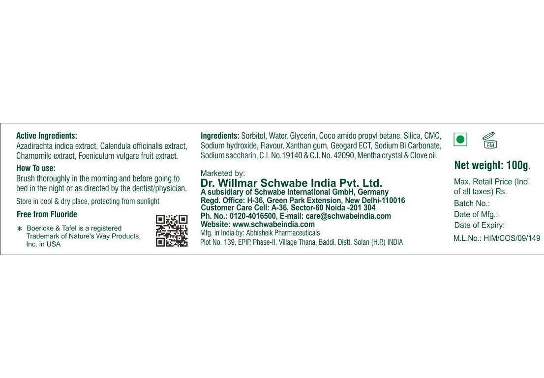 Boericke & Tafel Dental Care Gel - Distacart