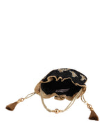 Thumbnail for Masq Black & Gold-Toned Embellished Embroidered Potli Clutch - Distacart