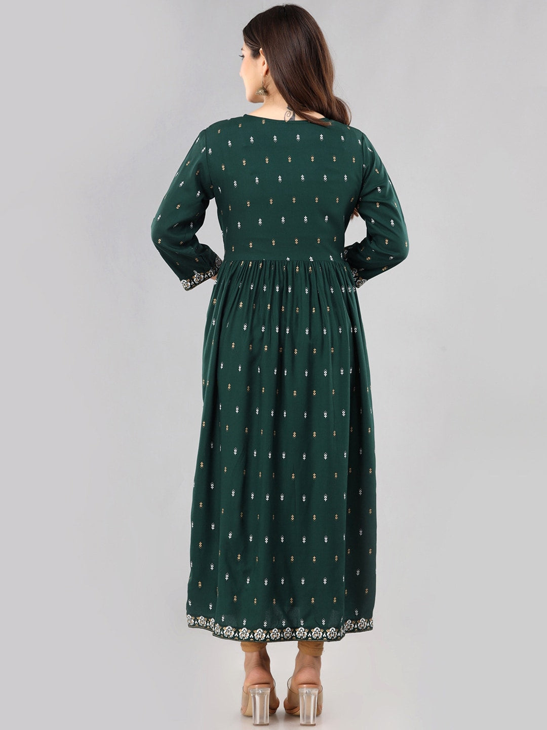 Kalini Women Green Floral Printed Floral Anarkali Kurta - Distacart