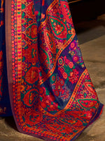 Thumbnail for Mitera Navy Blue & Red Woven Design Silk Blend Banarasi Saree - Distacart