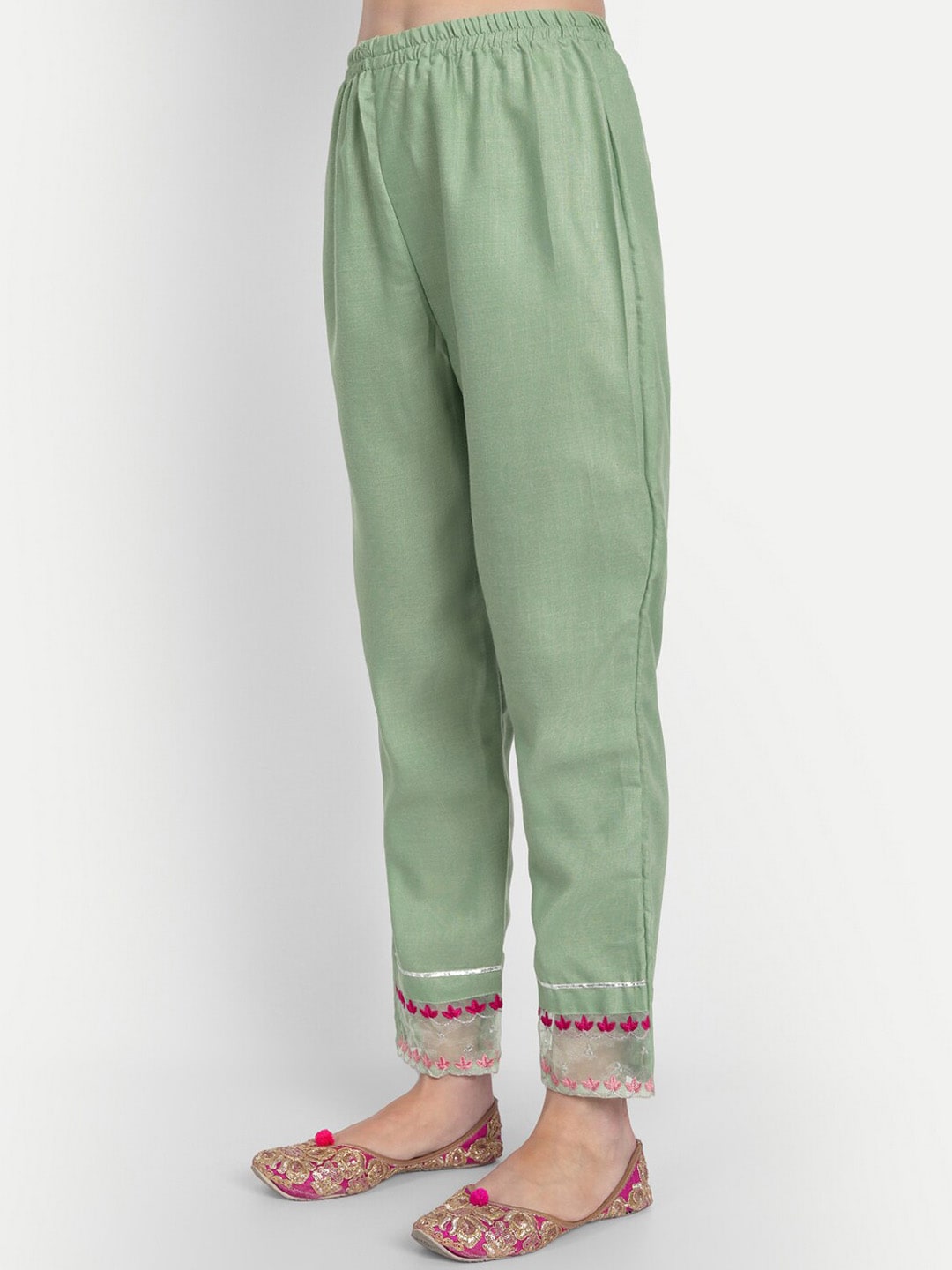 Kalini Floral Yoke Design Regular Thread Work Kurta with Trousers & With Dupatta - Distacart