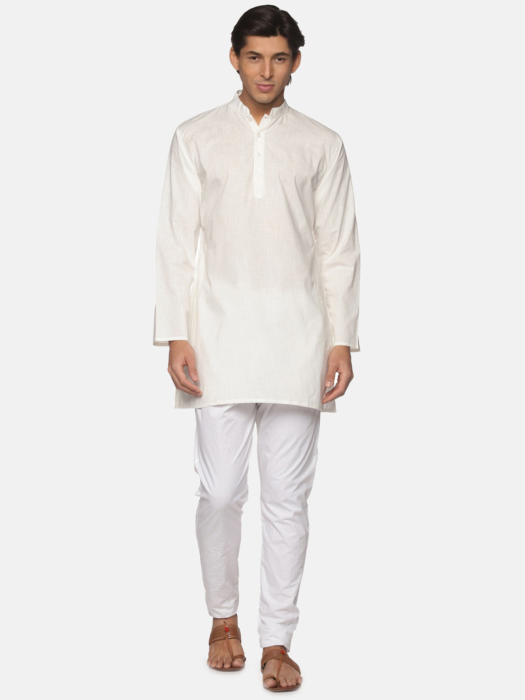 Sethukrishna Men Cream-Coloured Pure Cotton Kurta with Pyjamas - Distacart