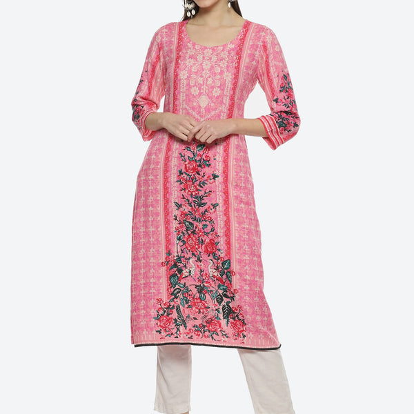 Biba Women Floral Printed Straight Kurta - Distacart
